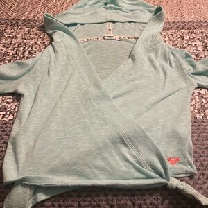 Roxy Aqua Hooded Top with Heart Accent